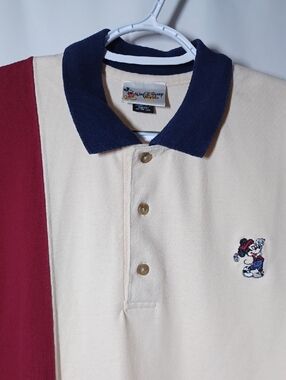 Vintage Walt Disney World Shirt Mens 3XL Maroon Cream Mickey Mouse Polo Golf 90s